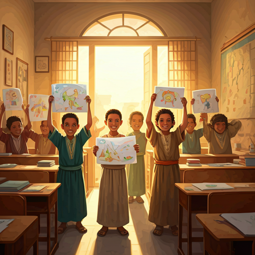 Local Egyptian children in a modern classroom